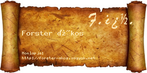 Forster Ákos névjegykártya